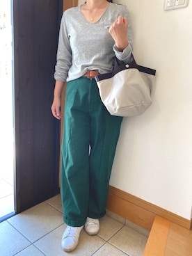 「NOMBRE IMPAIR（ノンブルアンペール）のアイテム（パンツ）」を使った、ryo.7.5さん（レディース・163cm）の春コーディネート
