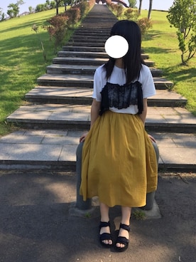 「マスタードイエロー」｜ YUMIさん（レディース・158cm）の夏コーディネート