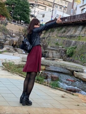 「AZUL by moussy（アズールバイマウジー）のアイテム（ワンピース/ドレス）」を使った、amaneyukiさん（キッズ・70cm）の秋コーディネート