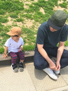 「パパと息子」｜「アイテム（帽子）」を使った、cyさん（キッズ・80cm）の夏コーディネート