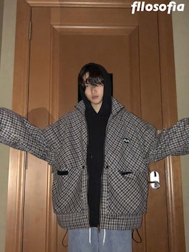 「韓国好きな人と繋がりたい」｜「アイテム（ブルゾン）」を使った、filosofia（韓国ショップ）さん（メンズ・170cm）の冬コーディネート
