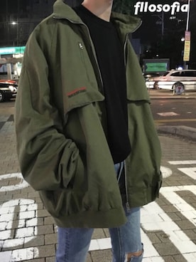 「韓国コーデ」｜「アイテム（ブルゾン）」を使った、filosofia（韓国ショップ）さん（メンズ・170cm）の冬コーディネート