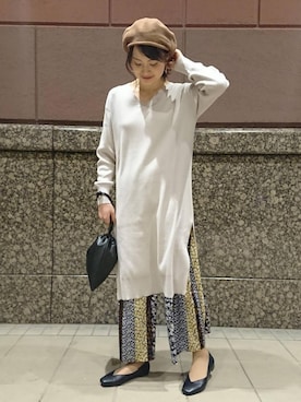 「ベレー」｜「アイテム（ハンチング/ベレー帽）」を使った、takemura80278さん（レディース・158cm）の冬コーディネート
