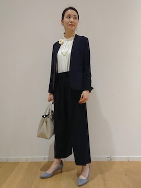 「spring」｜「アイテム（ノーカラージャケット）」を使った、takemura80278さん（レディース・158cm）の冬コーディネート