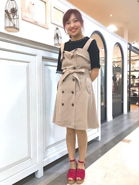 「トレンチ風」｜マジェスティックレゴン河原町OPA店スタッフさん（レディース・160cm）の春コーディネート