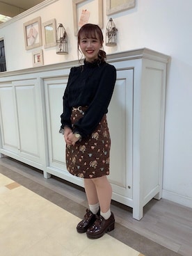 「ムートン」｜「アイテム（ライダースジャケット）」を使った、マジェスティックレゴン河原町OPA店スタッフさん（レディース・155cm）の秋コーディネート