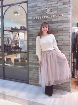 「ドッキングワンピース」｜「アイテム（ジャケット/アウター）」を使った、マジェスティックレゴン河原町OPA店スタッフさん（レディース・155cm）の冬コーディネート
