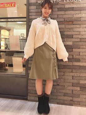マジェスティックレゴン河原町OPA店スタッフさん（レディース・159cm）の冬コーディネート