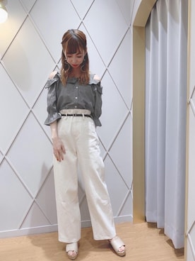 「ネイル」｜「アイテム（サンダル）」を使った、マジェスティックレゴン河原町OPA店スタッフさん（レディース・159cm）の夏コーディネート