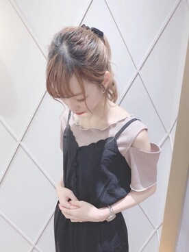 「カフェ」｜「アイテム（オールインワン・サロペット）」を使った、マジェスティックレゴン河原町OPA店スタッフさん（レディース・159cm）の夏コーディネート