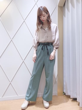 「MAJESTIC LEGON（マジェスティックレゴン）のキリカエレースタンク（タンクトップ）」を使った、マジェスティックレゴン河原町OPA店スタッフさん（レディース・159cm）の夏コーディネート