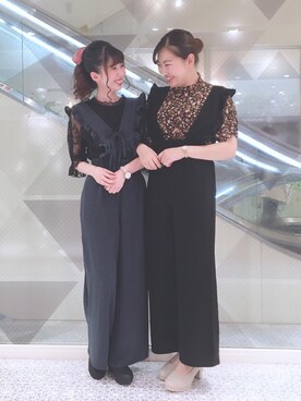 「双子コーデ」｜「アイテム（サロペット/オーバーオール）」を使った、マジェスティックレゴン河原町OPA店スタッフさん（レディース・153cm）の夏コーディネート