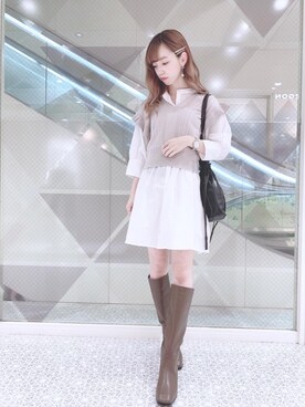 「MAJESTIC LEGON（マジェスティックレゴン）のアイテム（チュニック）」を使った、マジェスティックレゴン河原町OPA店スタッフさん（レディース・159cm）の夏コーディネート