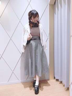 「ヘアアレンジ」｜「アイテム（ライダースジャケット）」を使った、マジェスティックレゴン河原町OPA店スタッフさん（レディース・159cm）の秋コーディネート