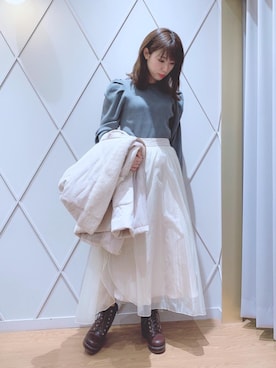 「パワショル」｜「アイテム（その他アウター）」を使った、マジェスティックレゴン河原町OPA店スタッフさん（レディース・154cm）の秋コーディネート