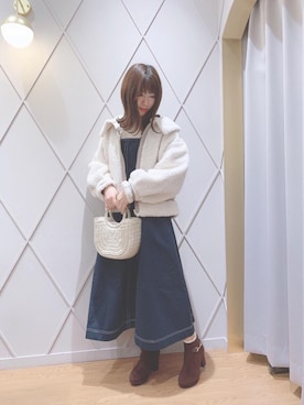 「ステッチ」｜「アイテム（その他アウター）」を使った、マジェスティックレゴン河原町OPA店スタッフさん（レディース・154cm）の秋コーディネート