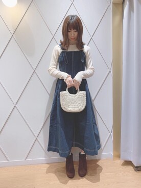 「タートル」｜「アイテム（ワンピース/ドレス）」を使った、マジェスティックレゴン河原町OPA店スタッフさん（レディース・154cm）の秋コーディネート