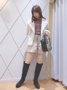 「ヘアアレンジ」｜「アイテム（ライダースジャケット）」を使った、マジェスティックレゴン河原町OPA店スタッフさん（レディース・154cm）の秋コーディネート