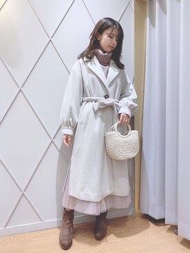 「アシンメトリー」｜「アイテム（その他アウター）」を使った、マジェスティックレゴン河原町OPA店スタッフさん（レディース・159cm）の秋コーディネート