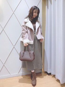 「ドッキング」｜「アイテム（ライダースジャケット）」を使った、マジェスティックレゴン河原町OPA店スタッフさん（レディース・159cm）の秋コーディネート