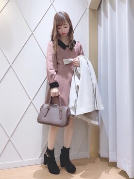 「ヘアアレンジ」｜「アイテム（その他アウター）」を使った、マジェスティックレゴン河原町OPA店スタッフさん（レディース・159cm）の冬コーディネート