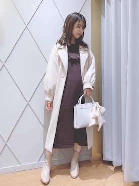 「ヘアアレンジ」｜「アイテム（その他アウター）」を使った、マジェスティックレゴン河原町OPA店スタッフさん（レディース・159cm）の冬コーディネート