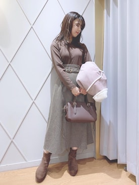 「ヘアアレンジ」｜「アイテム（ライダースジャケット）」を使った、マジェスティックレゴン河原町OPA店スタッフさん（レディース・159cm）の冬コーディネート