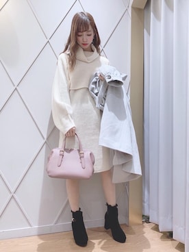 「ヘアアレンジ」｜「アイテム（その他アウター）」を使った、マジェスティックレゴン河原町OPA店スタッフさん（レディース・159cm）の冬コーディネート