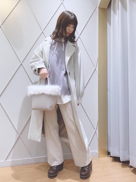 「ヘアアレンジ」｜「アイテム（その他アウター）」を使った、マジェスティックレゴン河原町OPA店スタッフさん（レディース・154cm）の冬コーディネート