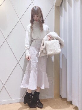 「ステッチ」｜「アイテム（ライダースジャケット）」を使った、マジェスティックレゴン河原町OPA店スタッフさん（レディース・159cm）の冬コーディネート