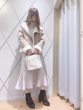 「ステッチ」｜「アイテム（ライダースジャケット）」を使った、マジェスティックレゴン河原町OPA店スタッフさん（レディース・159cm）の冬コーディネート