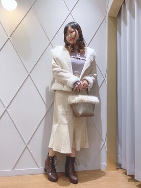 「ステッチ」｜「アイテム（ライダースジャケット）」を使った、マジェスティックレゴン河原町OPA店スタッフさん（レディース・159cm）の冬コーディネート