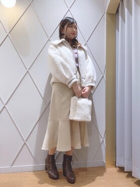 「ステッチ」｜「アイテム（その他アウター）」を使った、マジェスティックレゴン河原町OPA店スタッフさん（レディース・159cm）の冬コーディネート