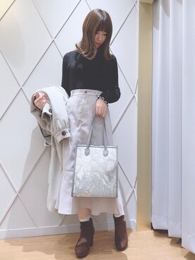 「ステッチ」｜「アイテム（その他アウター）」を使った、マジェスティックレゴン河原町OPA店スタッフさん（レディース・154cm）の冬コーディネート