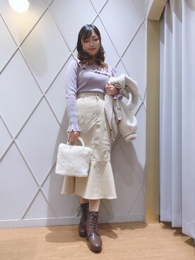 「ステッチ」｜「アイテム（その他アウター）」を使った、マジェスティックレゴン河原町OPA店スタッフさん（レディース・159cm）の冬コーディネート