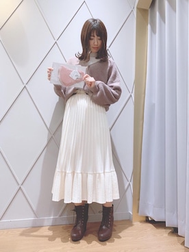 「スカラップ」｜「アイテム（ブーツ）」を使った、マジェスティックレゴン河原町OPA店スタッフさん（レディース・154cm）の冬コーディネート