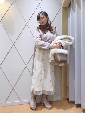 「ヘアアレンジ」｜「アイテム（ライダースジャケット）」を使った、マジェスティックレゴン河原町OPA店スタッフさん（レディース・159cm）の冬コーディネート