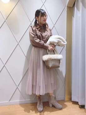 「カフェ巡り」｜「アイテム（ライダースジャケット）」を使った、マジェスティックレゴン河原町OPA店スタッフさん（レディース・159cm）の冬コーディネート