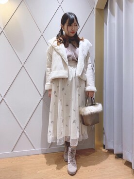 「ヘアアレンジ」｜「アイテム（ライダースジャケット）」を使った、マジェスティックレゴン河原町OPA店スタッフさん（レディース・159cm）の冬コーディネート
