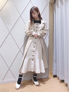 「パワショル」｜「アイテム（トレンチコート）」を使った、マジェスティックレゴン河原町OPA店スタッフさん（レディース・159cm）の冬コーディネート