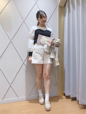 「ヘアアレンジ」｜「アイテム（ライダースジャケット）」を使った、マジェスティックレゴン河原町OPA店スタッフさん（レディース・159cm）の冬コーディネート