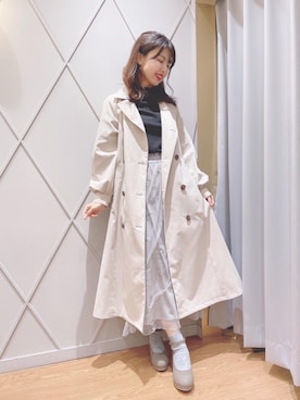 「チュール」｜「アイテム（トレンチコート）」を使った、マジェスティックレゴン河原町OPA店スタッフさん（レディース・158cm）の冬コーディネート