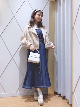 「バック」｜「アイテム（ライダースジャケット）」を使った、マジェスティックレゴン河原町OPA店スタッフさん（レディース・158cm）の冬コーディネート