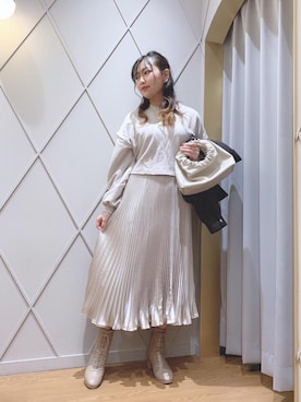 「ヘアアレンジ」｜「アイテム（ライダースジャケット）」を使った、マジェスティックレゴン河原町OPA店スタッフさん（レディース・159cm）の冬コーディネート