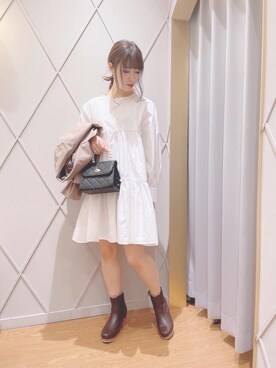 「チュニック」｜「アイテム（トレンチコート）」を使った、マジェスティックレゴン河原町OPA店スタッフさん（レディース・154cm）の冬コーディネート