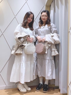 「双子コーデ」｜「アイテム（トレンチコート）」を使った、マジェスティックレゴン河原町OPA店スタッフさん（レディース・155cm）の冬コーディネート