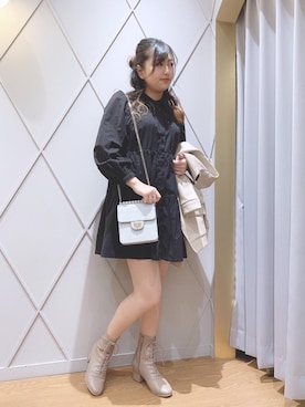 「フレア」｜「アイテム（ライダースジャケット）」を使った、マジェスティックレゴン河原町OPA店スタッフさん（レディース・159cm）の冬コーディネート
