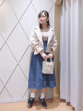 「でにむ」｜「アイテム（トレンチコート）」を使った、マジェスティックレゴン河原町OPA店スタッフさん（レディース・159cm）の冬コーディネート