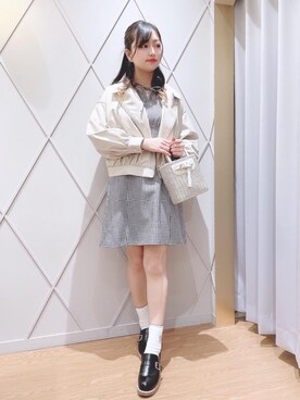 「ヘアアレンジ」｜「アイテム（ライダースジャケット）」を使った、マジェスティックレゴン河原町OPA店スタッフさん（レディース・159cm）の冬コーディネート