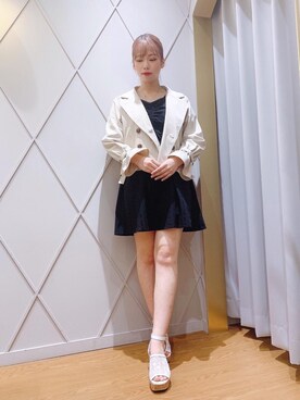 「チュニック」｜「アイテム（トレンチコート）」を使った、マジェスティックレゴン河原町OPA店スタッフさん（レディース・158cm）の春コーディネート